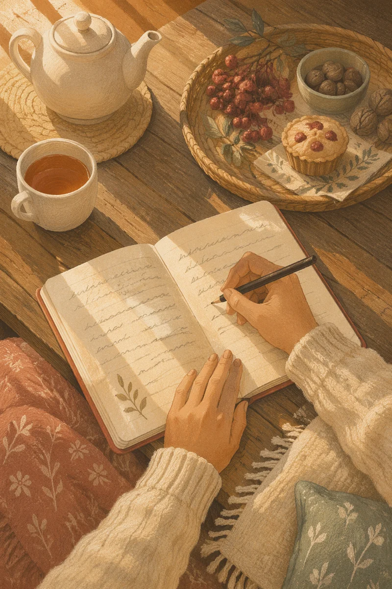 Morning Gratitude Journal on Cozy Coffee Table