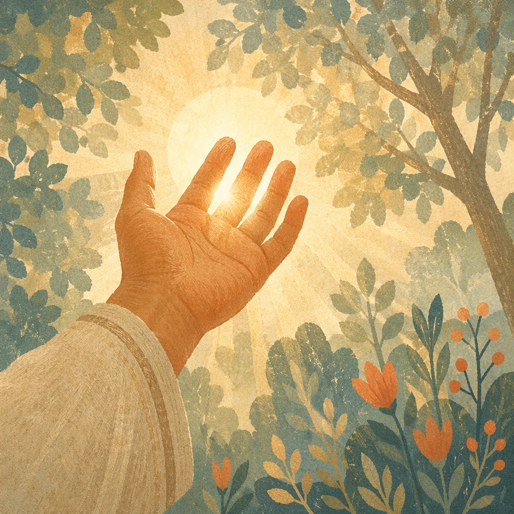 Open Hand Receiving Golden Sunlight