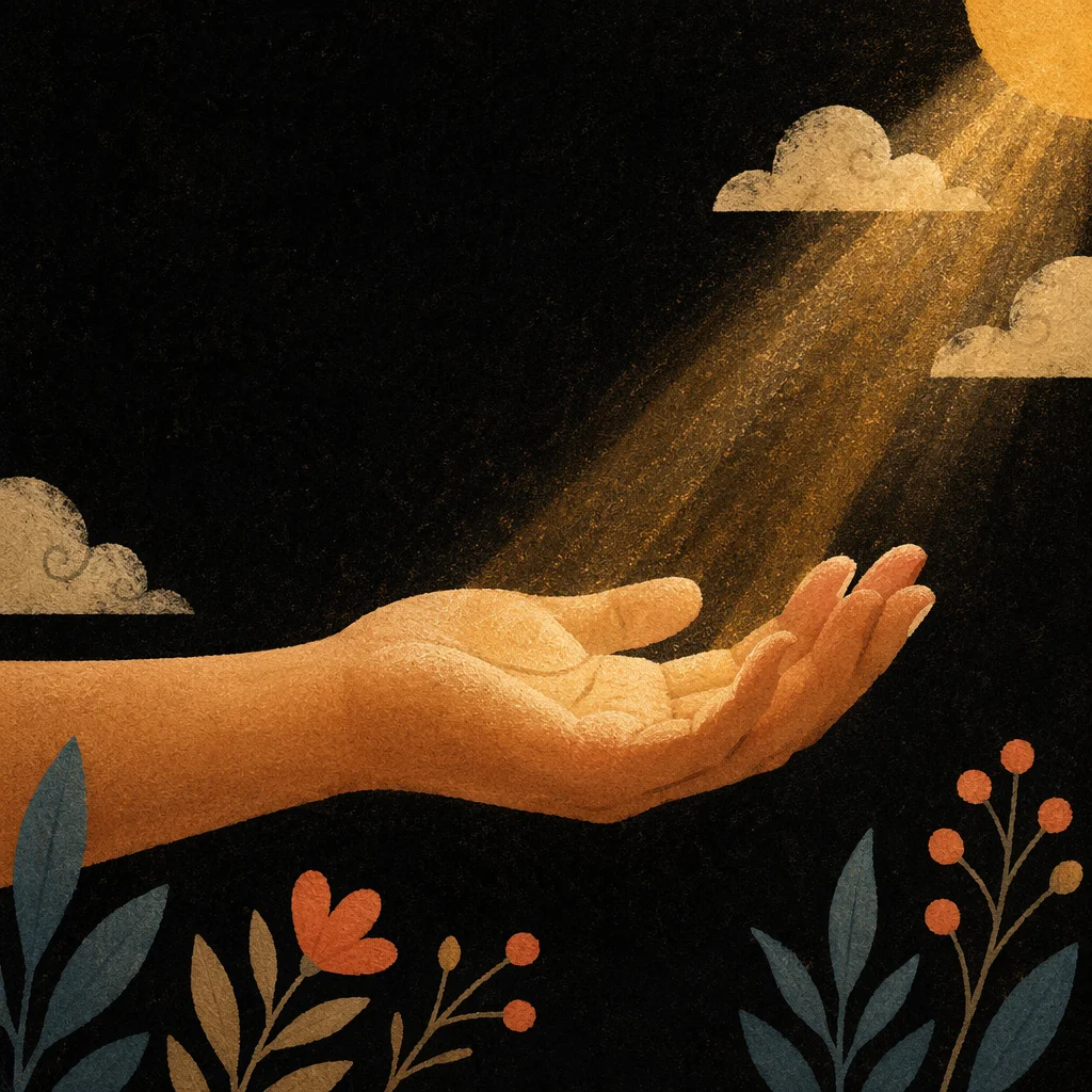 Open Hand Receiving Golden Sunlight