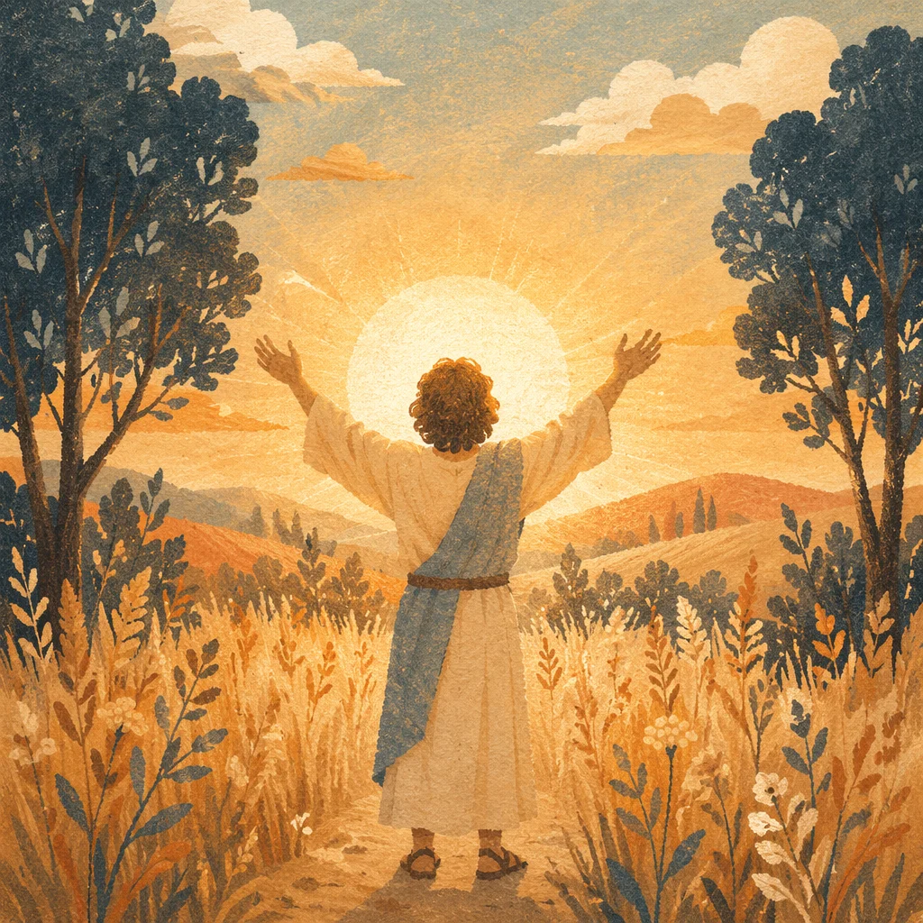 Grateful Hands Raised in Golden Meadow