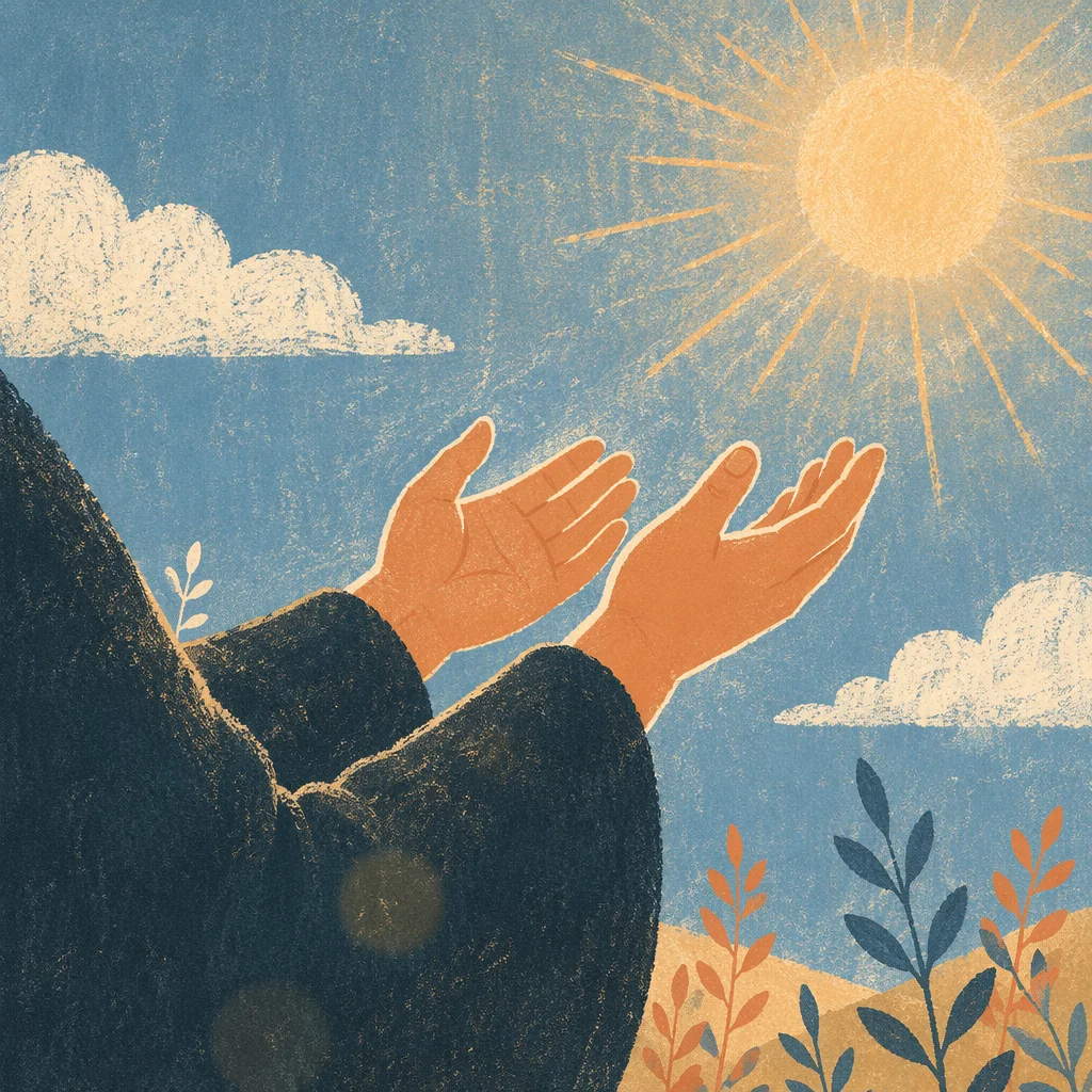 Grateful Open Hands Receiving Sunlight