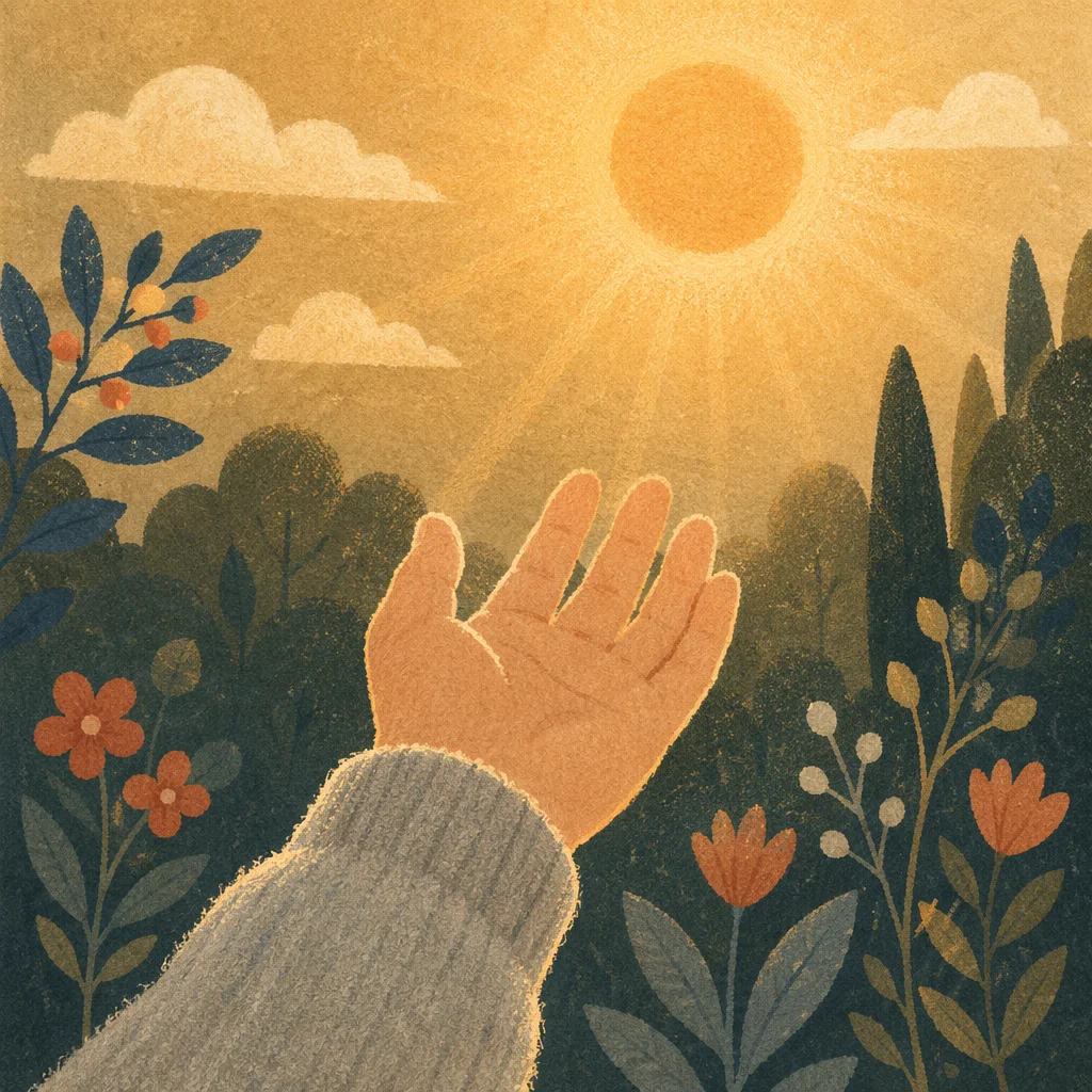 Open Hand Receiving Golden Sunlight
