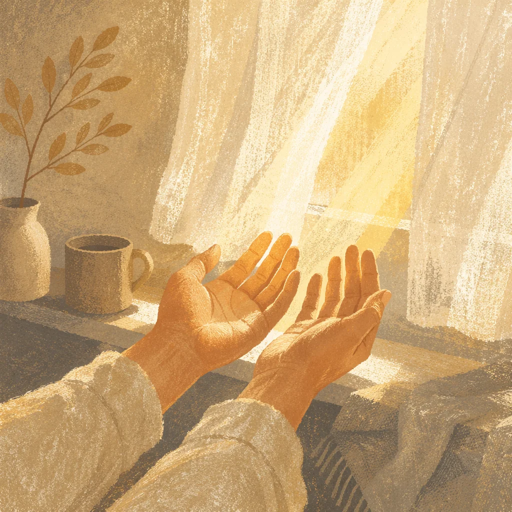 Open Hands in Morning Gratitude Light