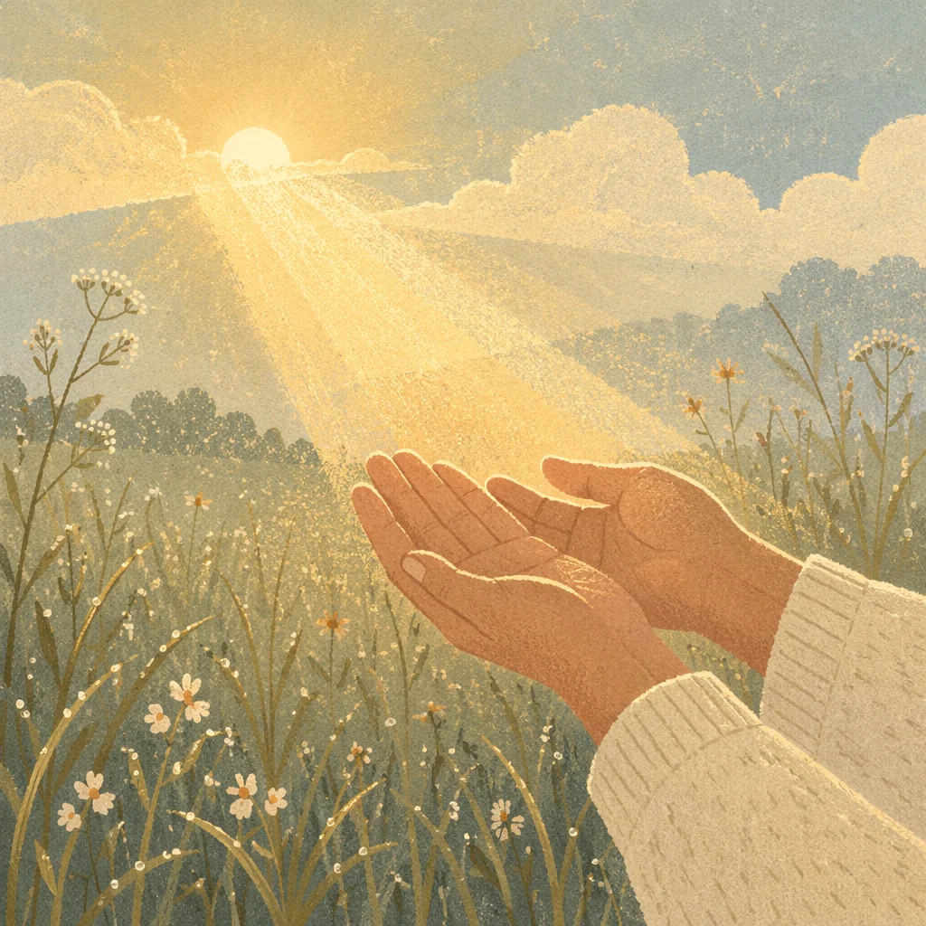 Open Hands Receiving Morning Sunlight
