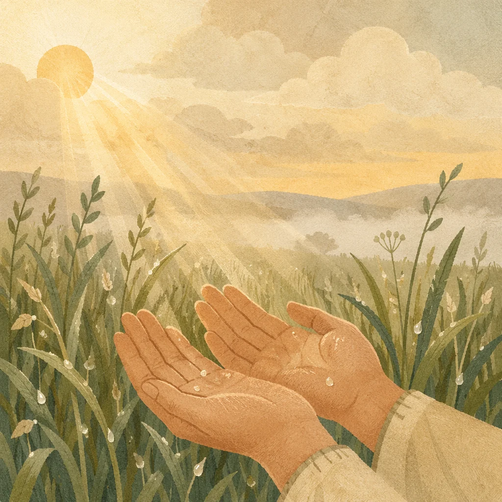 Open Hands Receiving Morning Sunlight