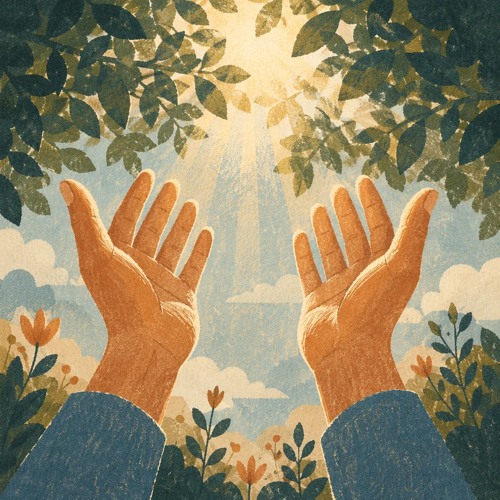 Open Hands Receiving Sunlight in Gratitude