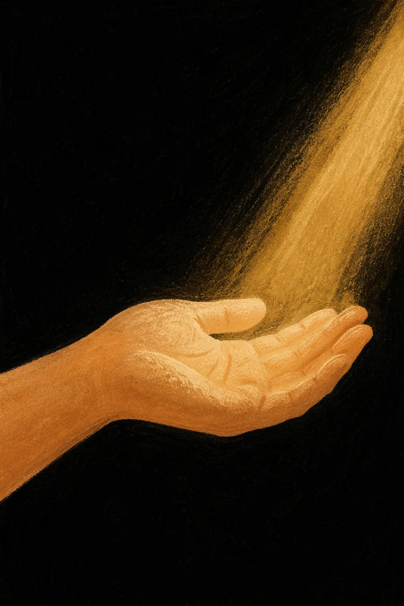 Open Hand Receiving Golden Sunlight