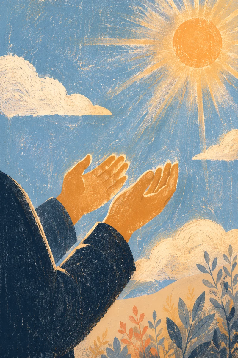 Open Hands Receiving Golden Sunlight