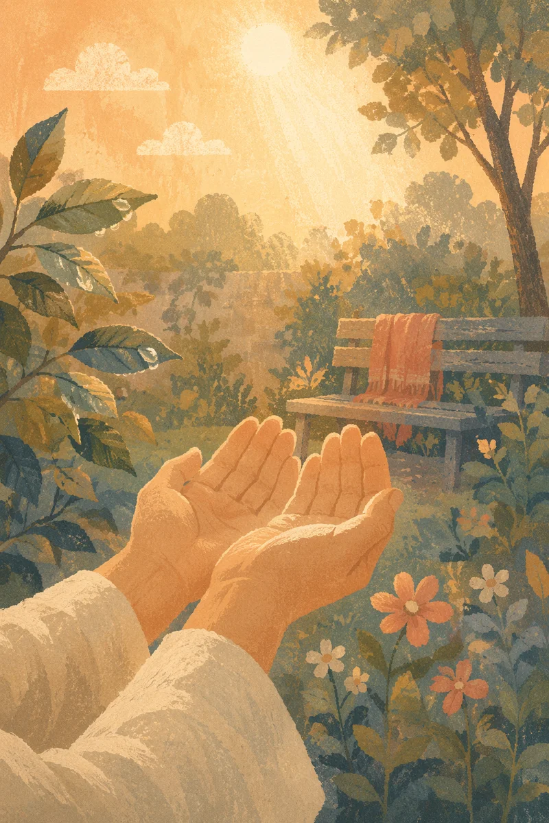 Open Hands Receiving Morning Sunlight