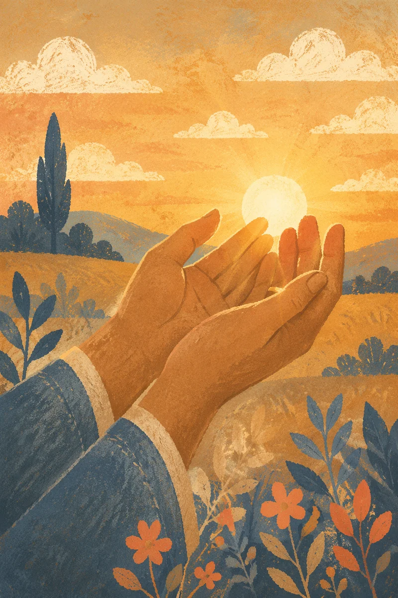 Open Hands Receiving Golden Sunlight