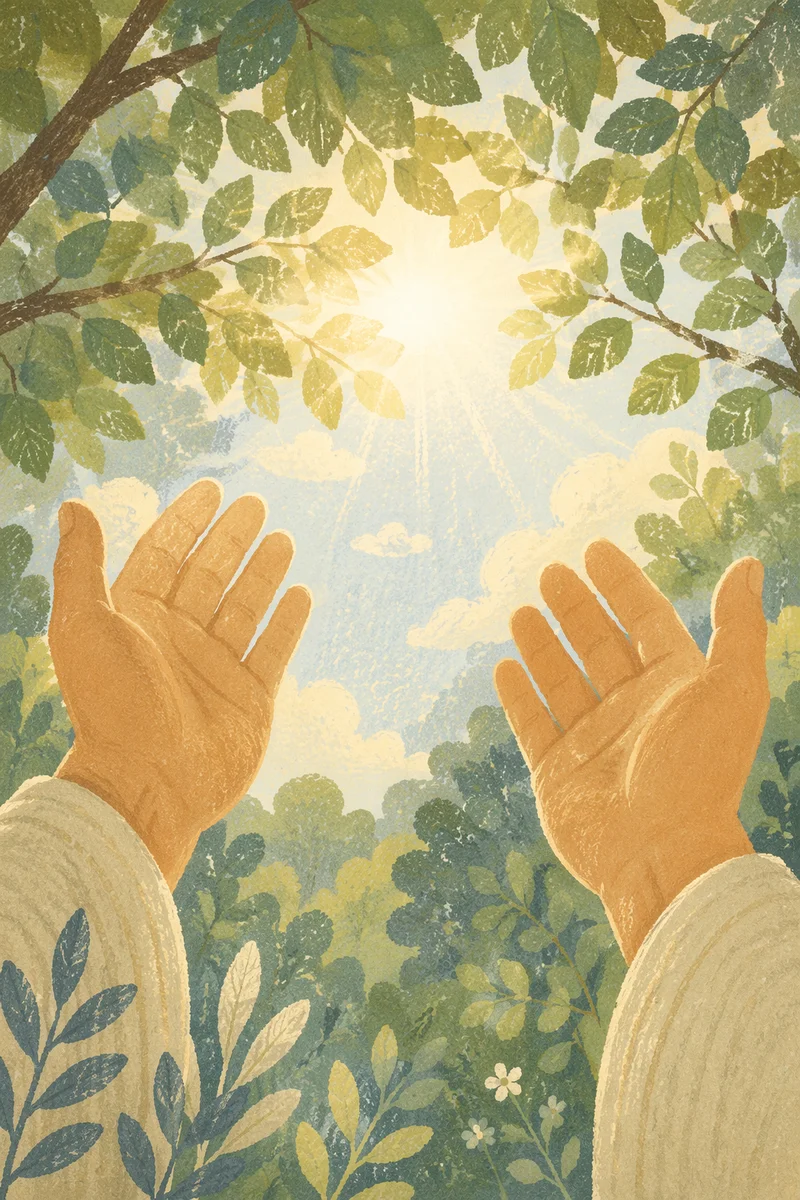 Open Hands Receiving Sunlit Gratitude