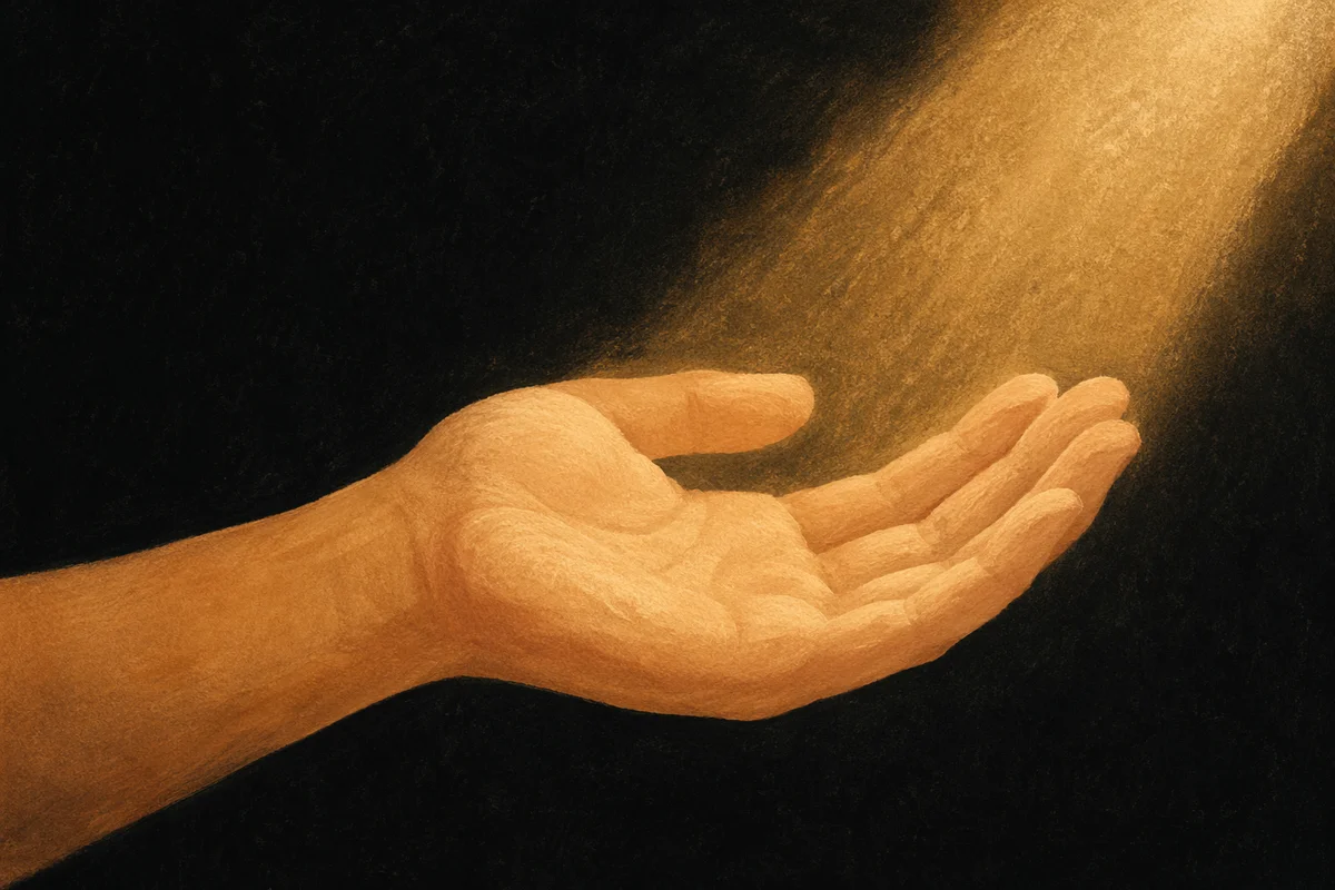 Open Hand Receiving Golden Sunlight