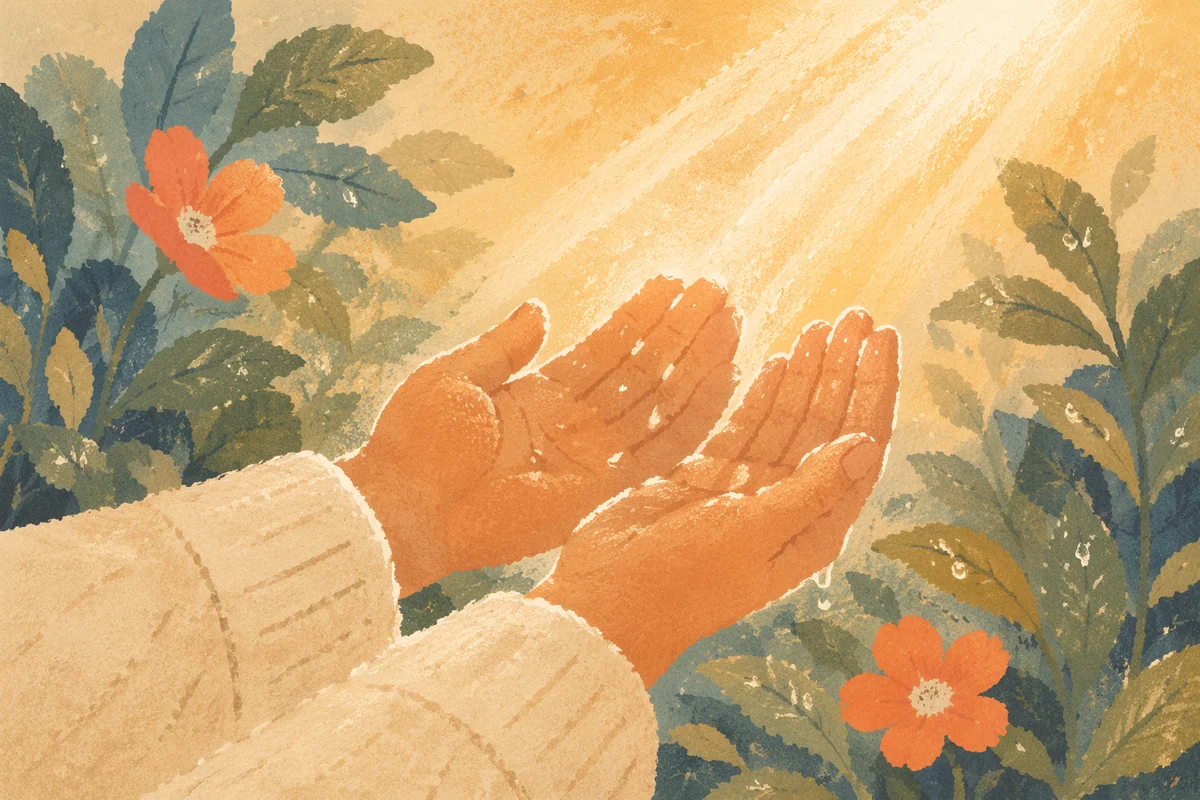 Open Hands Receiving Morning Sunlight