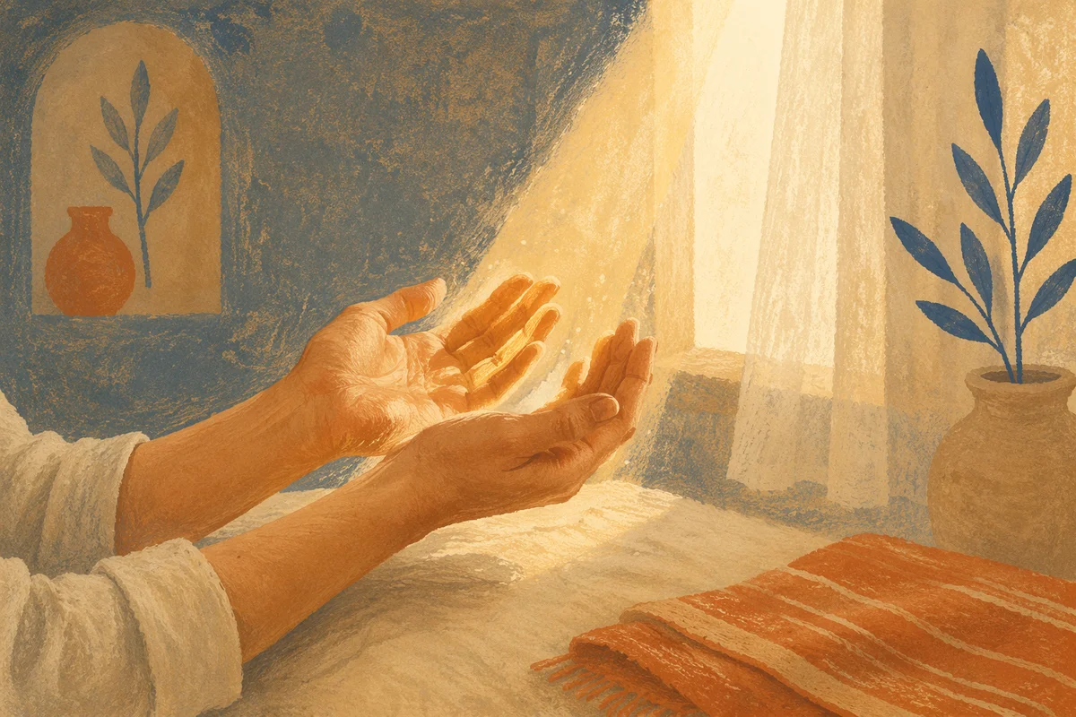 Open Hands Receiving Morning Sunlight