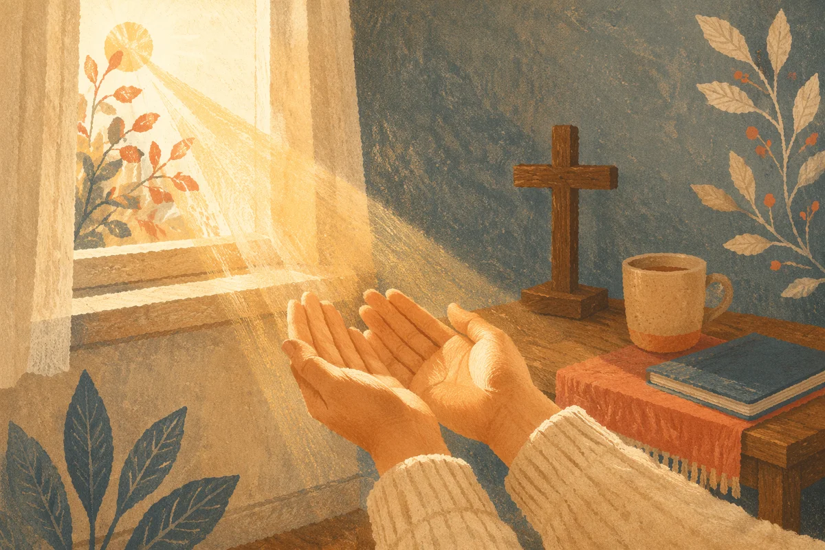 Grateful Open Hands Receiving Morning Sunlight