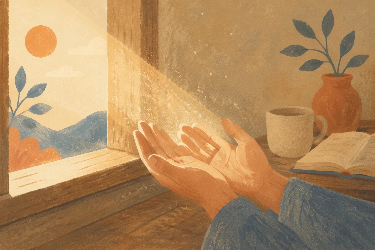 Open Hands Receiving Morning Sunlight