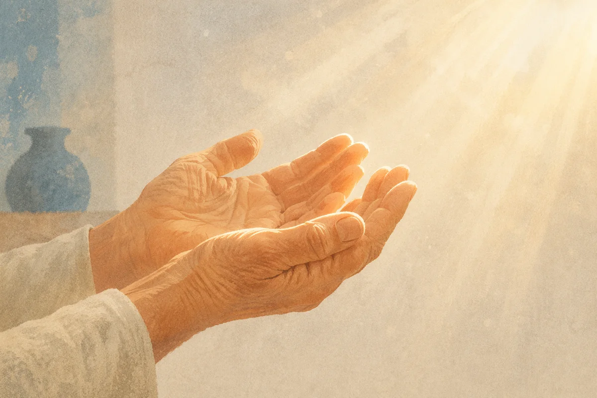 Grateful Open Hands Receiving Morning Sunlight