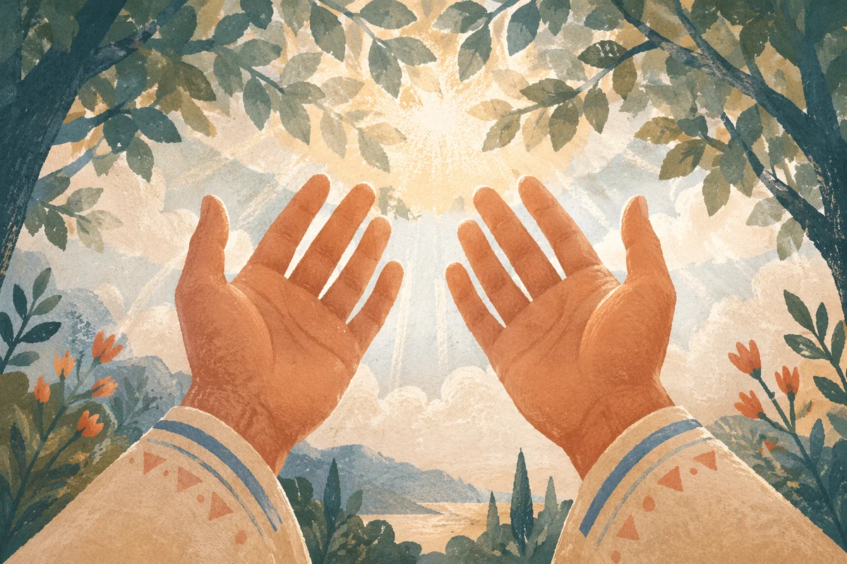 Open Hands Receiving Sunlight in Gratitude