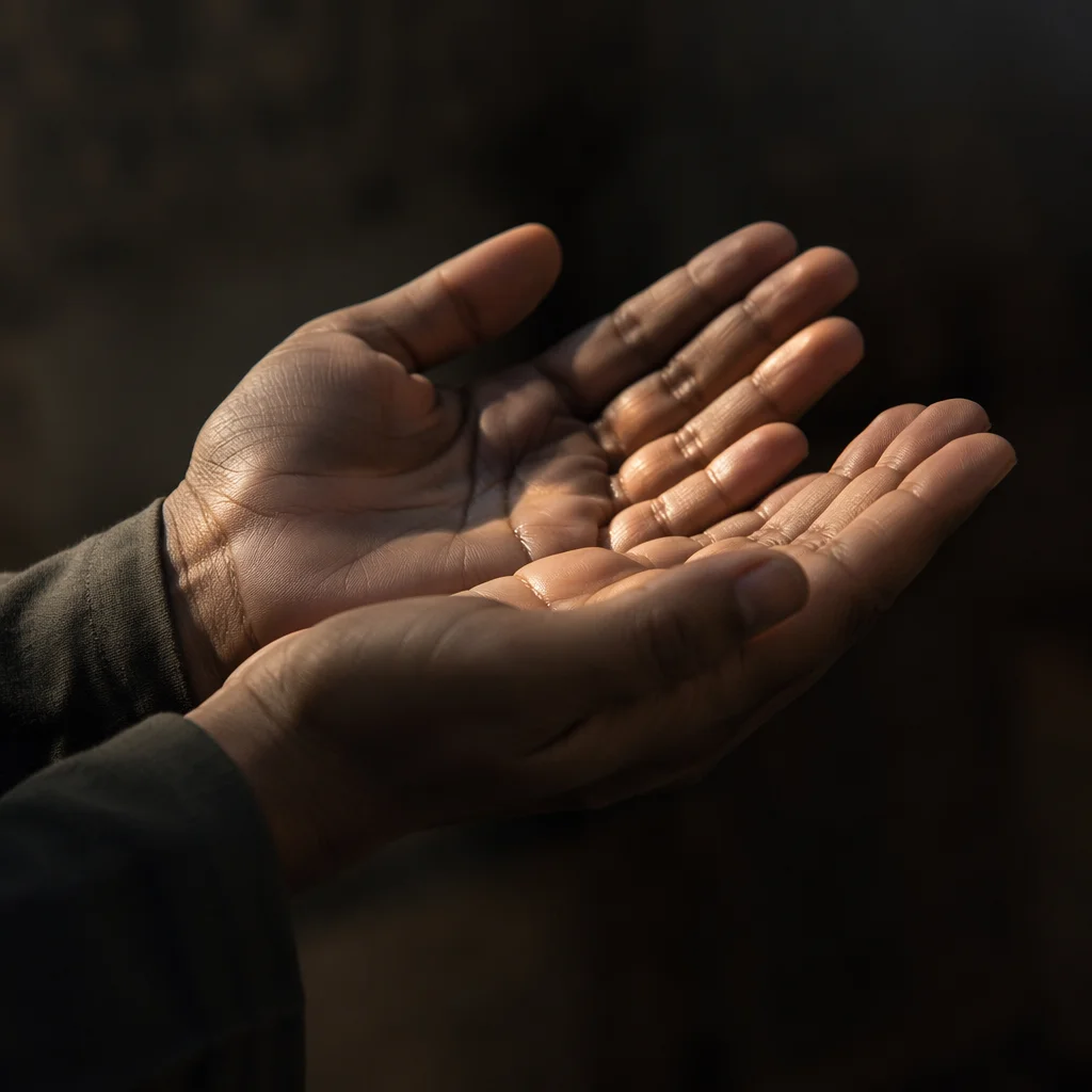 Open Hands Receiving Golden Sunlight