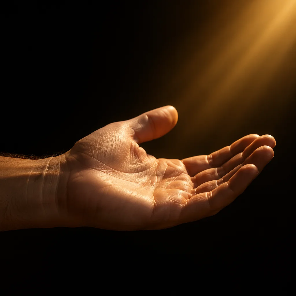 Open Hand Receiving Golden Sunlight