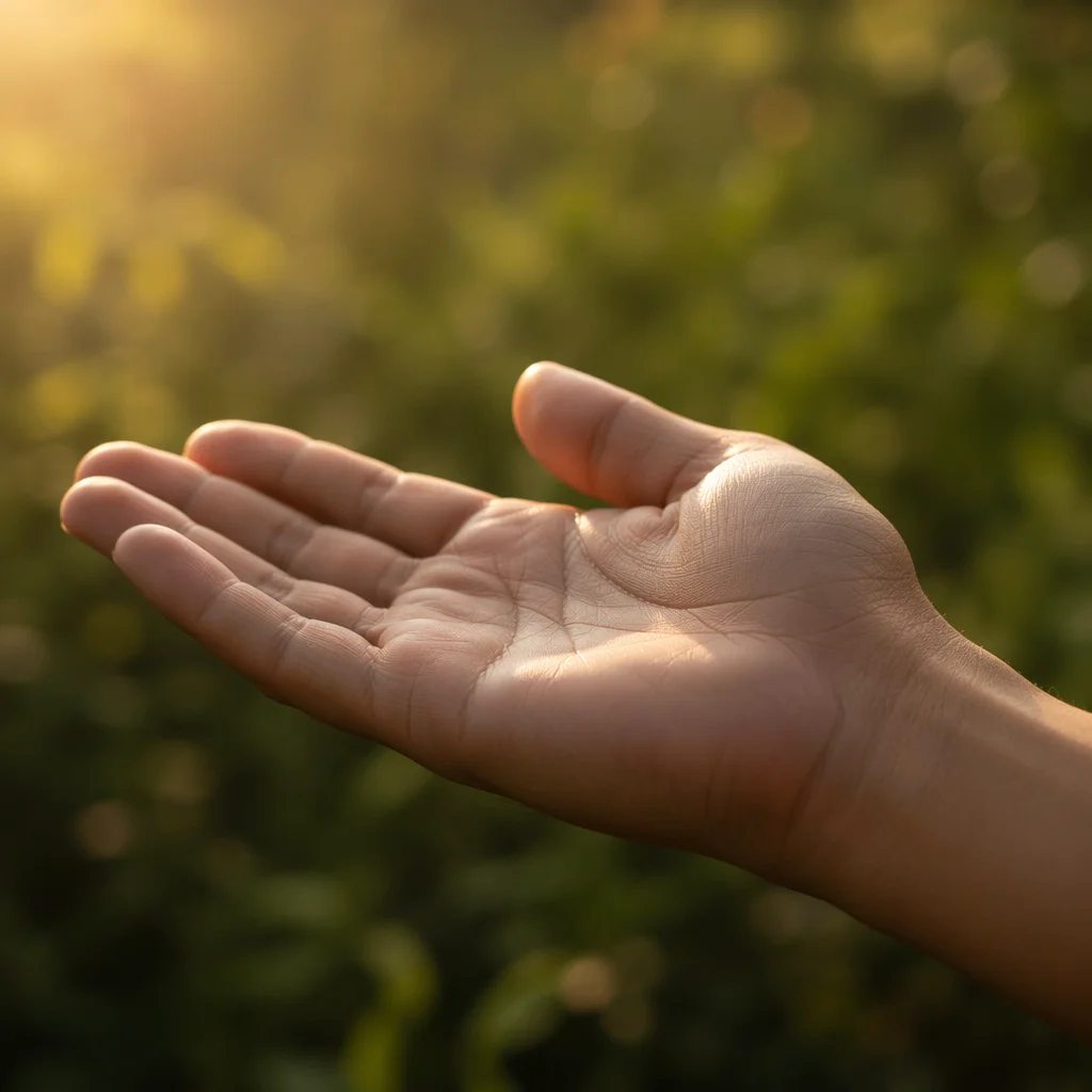 Open Hand Receiving Golden Morning Light