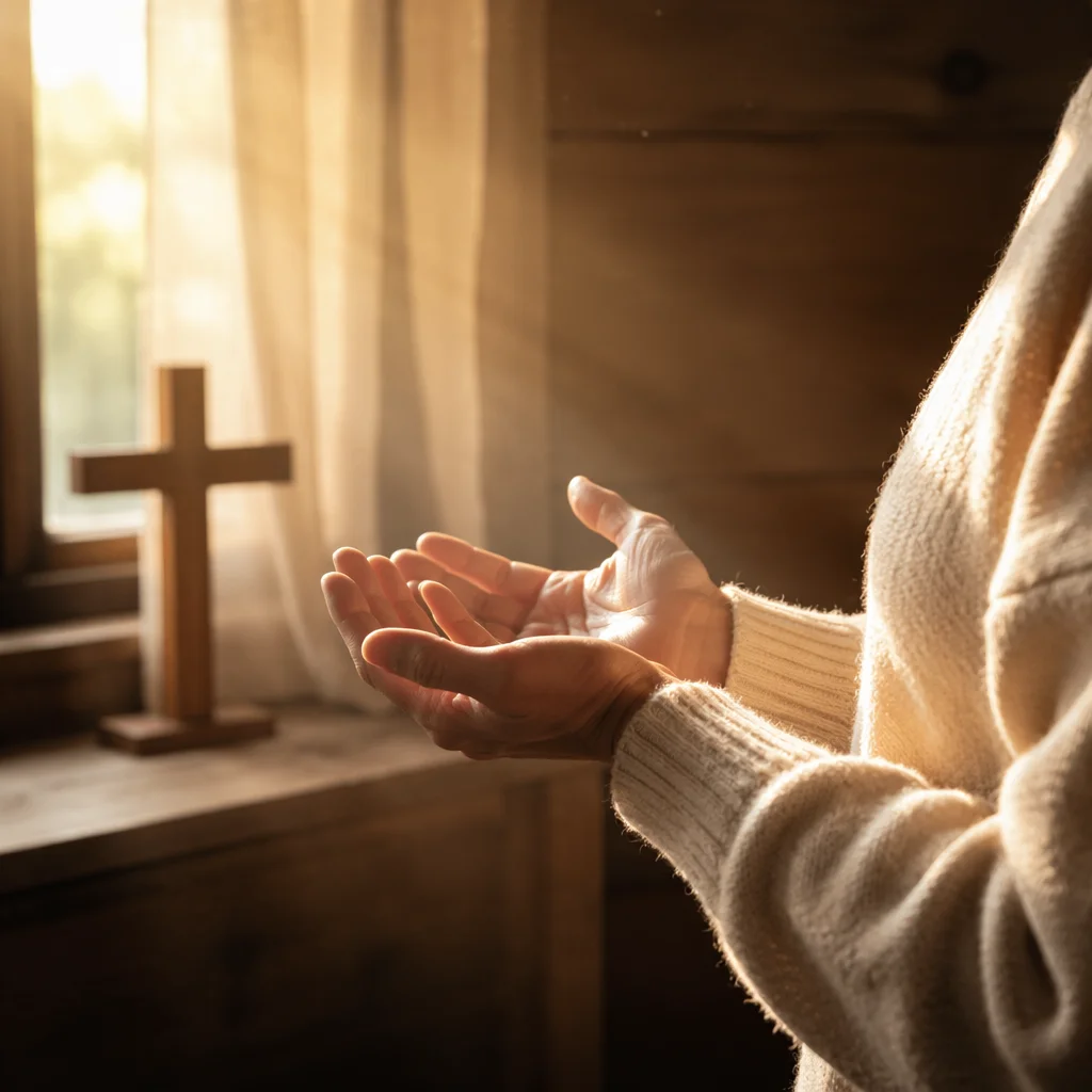Open Hands Receiving Morning Sunlight