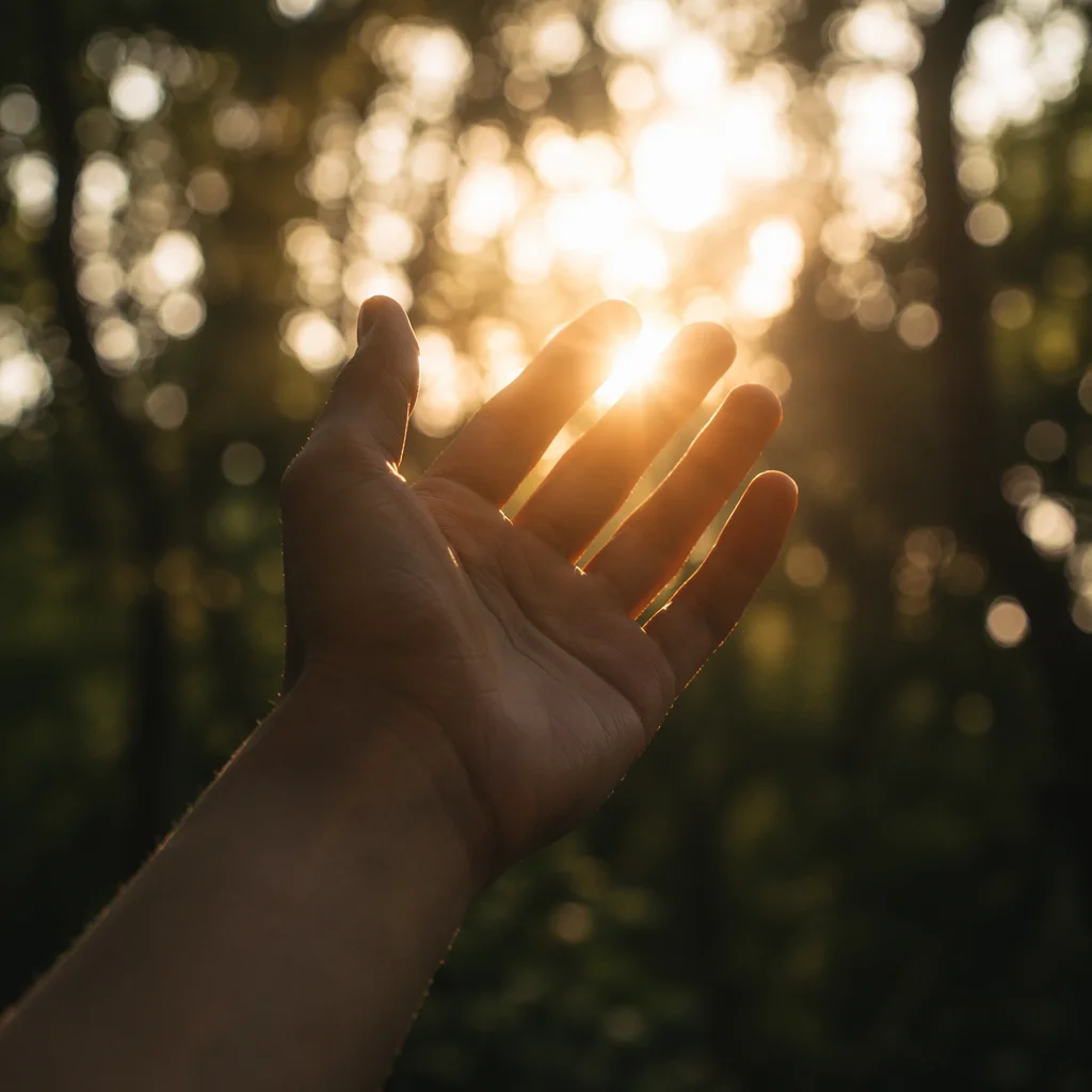Open Hand Receiving Golden Sunlight