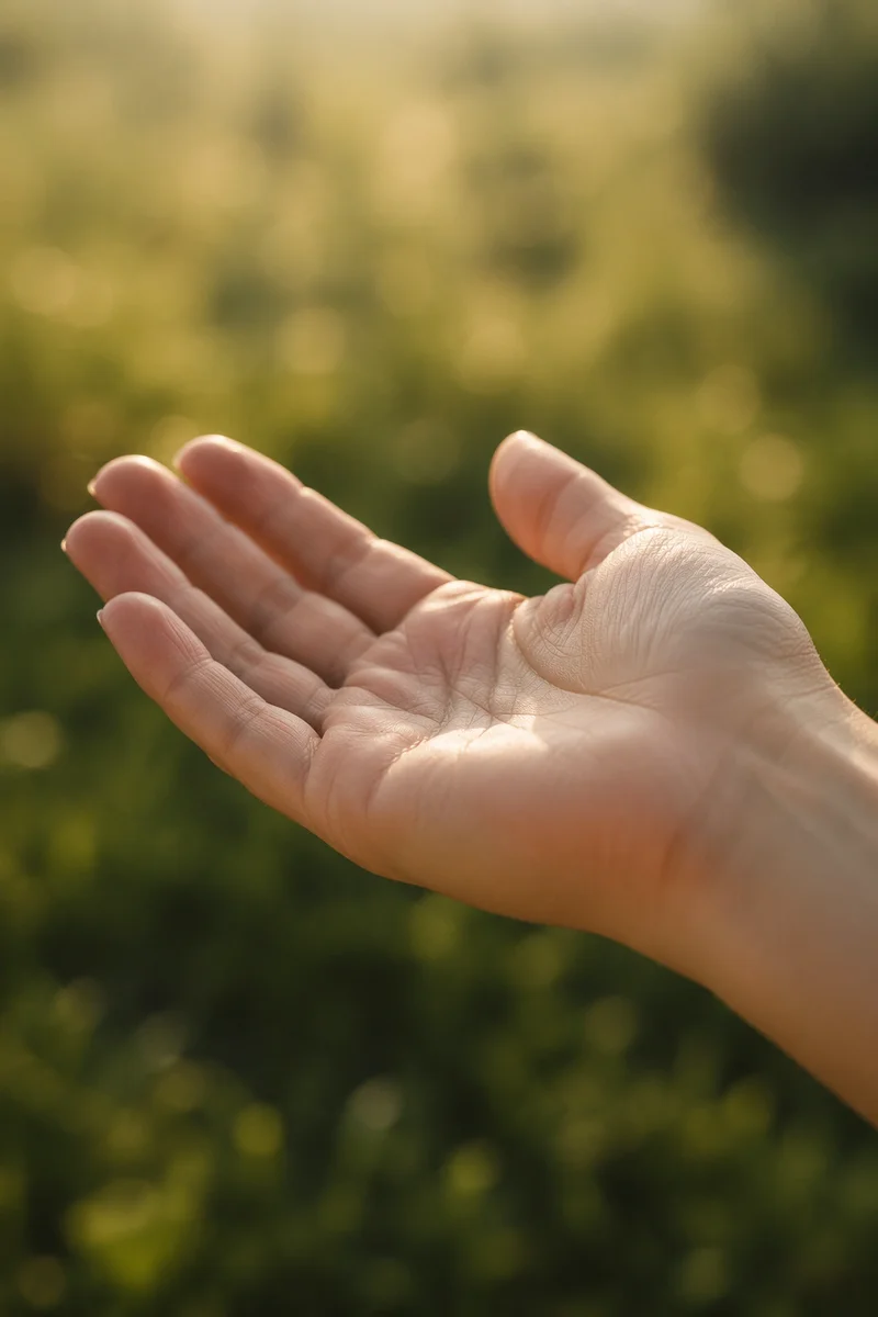 Open Hand Receiving Golden Morning Light