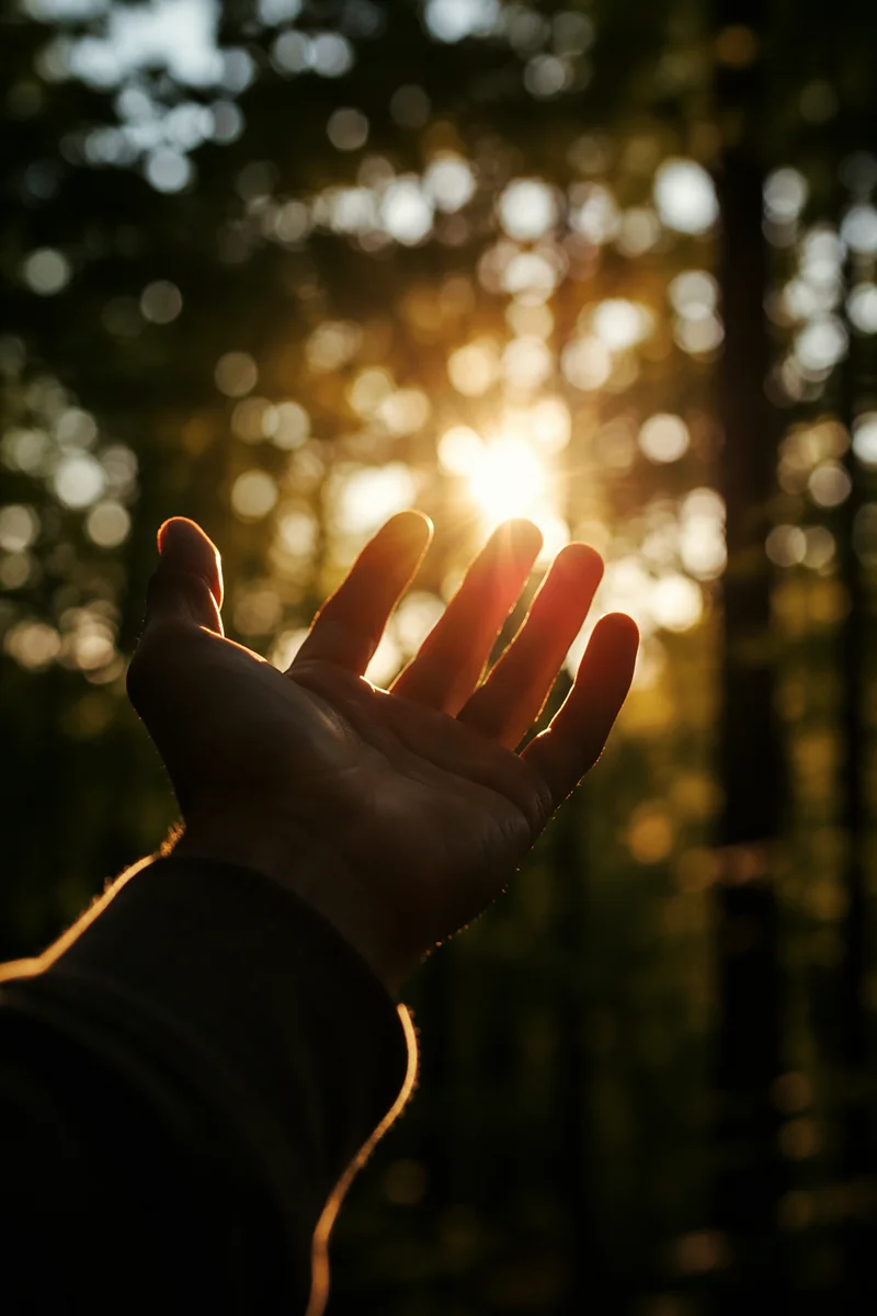 Open Hand Receiving Golden Sunlight