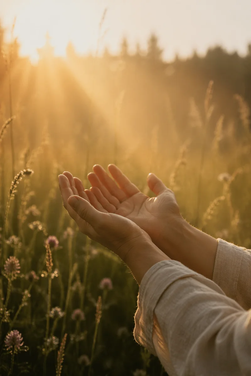 Open Hands Receiving Sunrise Gratitude