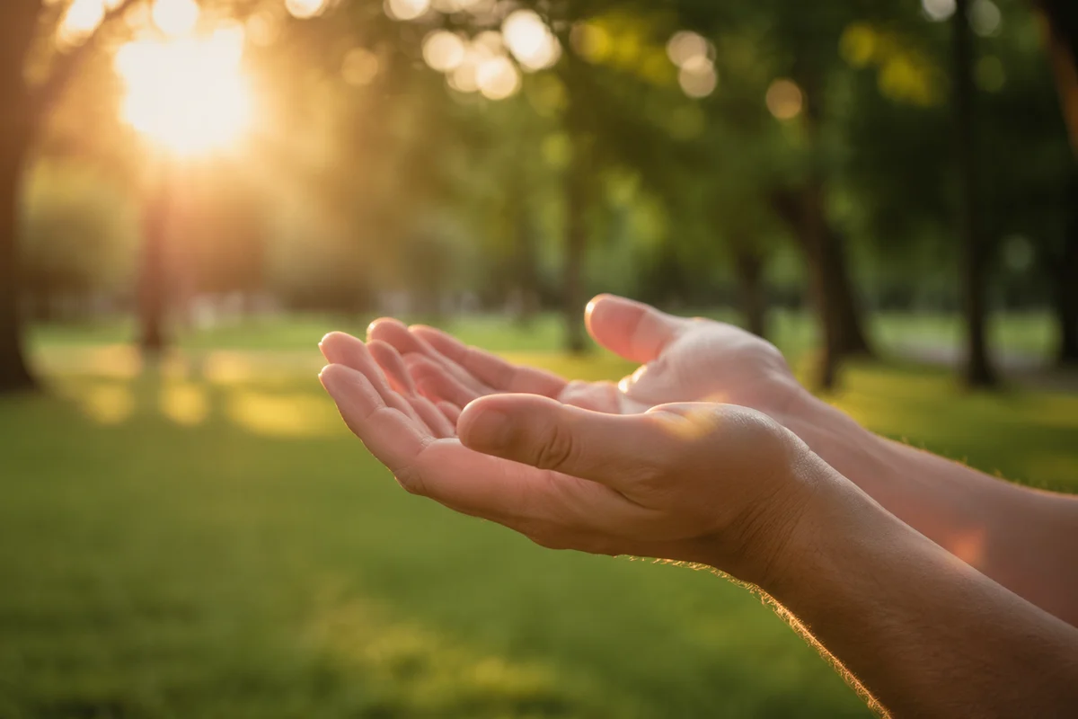 Open Hands Receiving Warm Sunlight