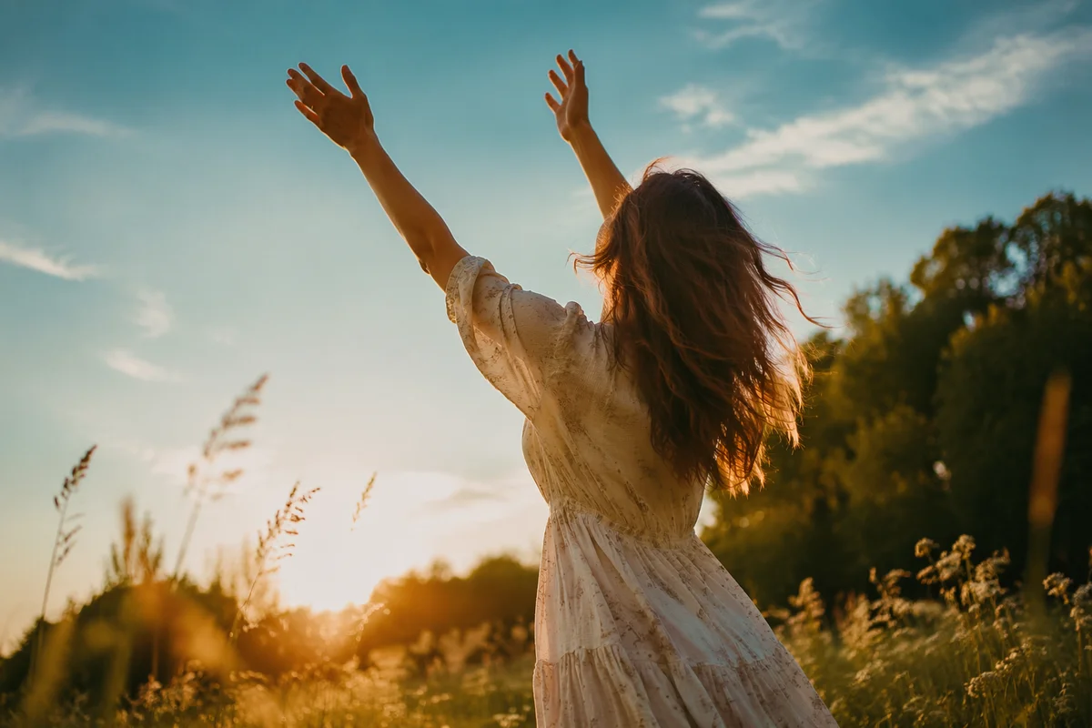 Open Hands Receiving Golden Meadow Sunlight