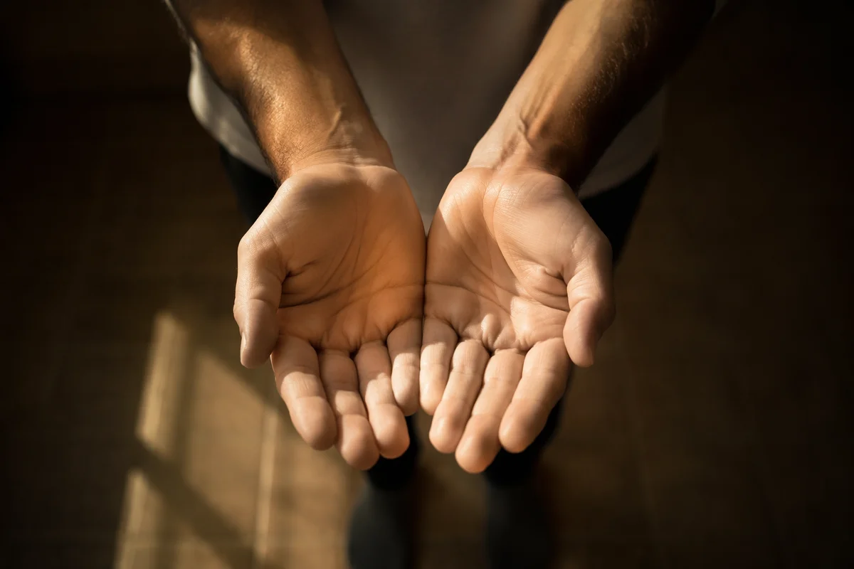 Open Hands Receiving Sunlight in Gratitude