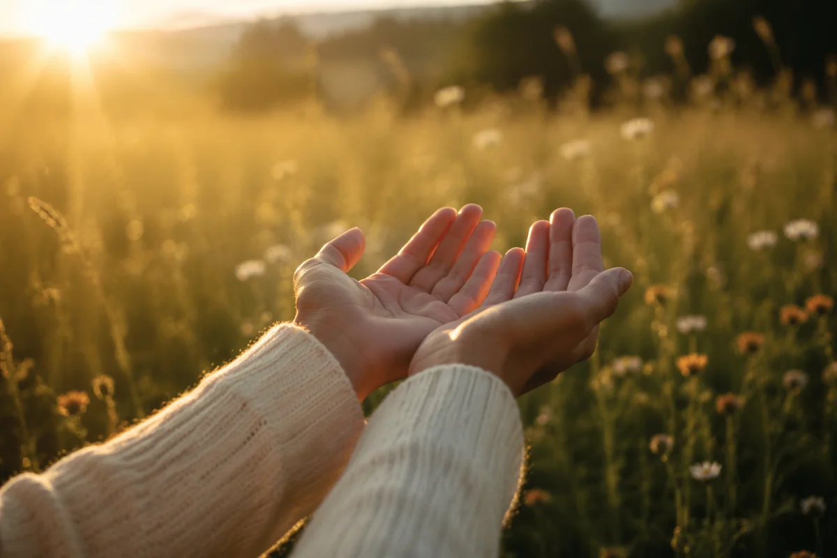 Open Hands Receiving Sunrise Light