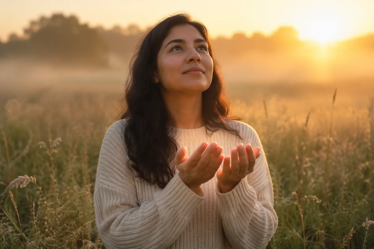 Young Woman in Sunrise Meadow