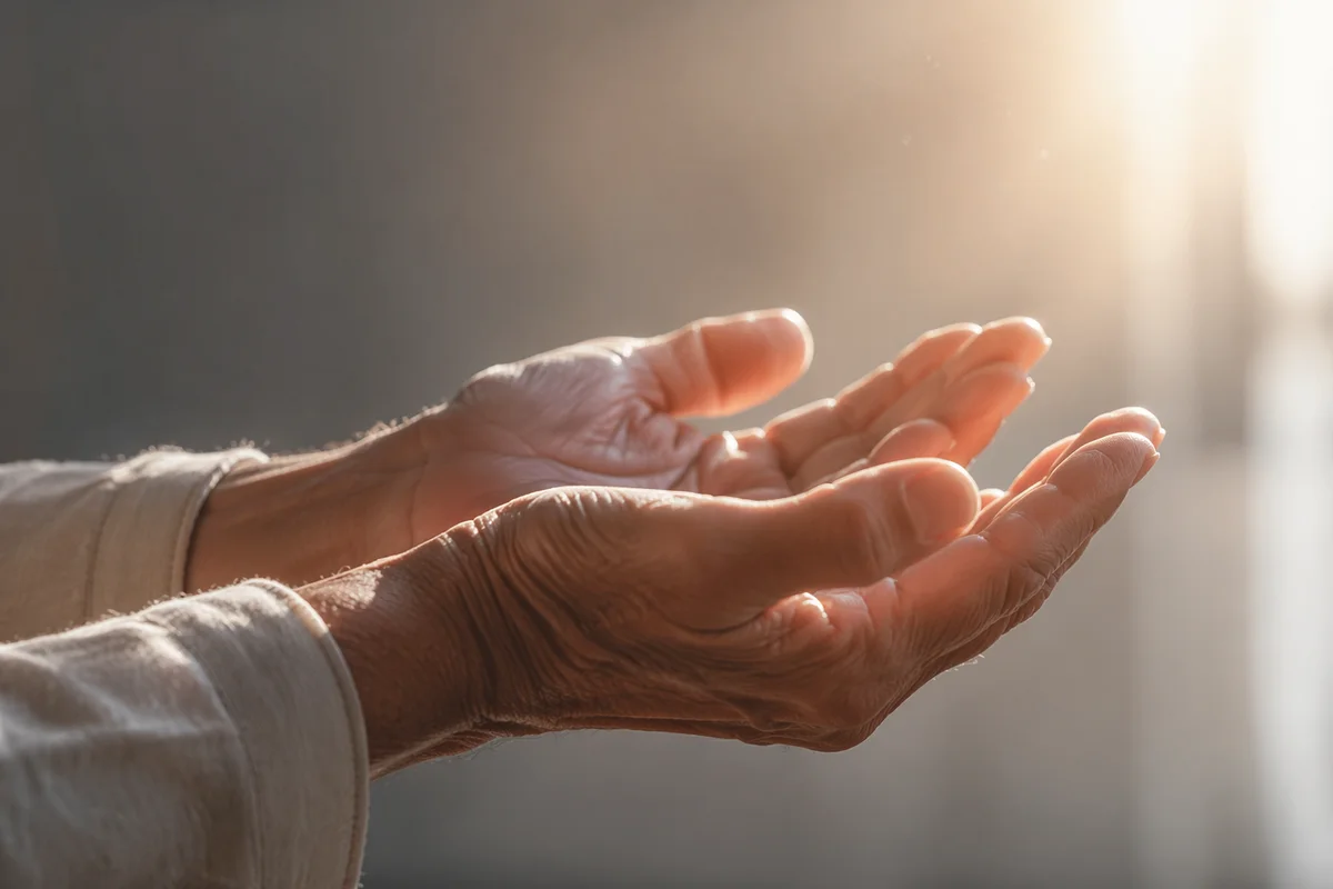 Grateful Open Hands Receiving Morning Light