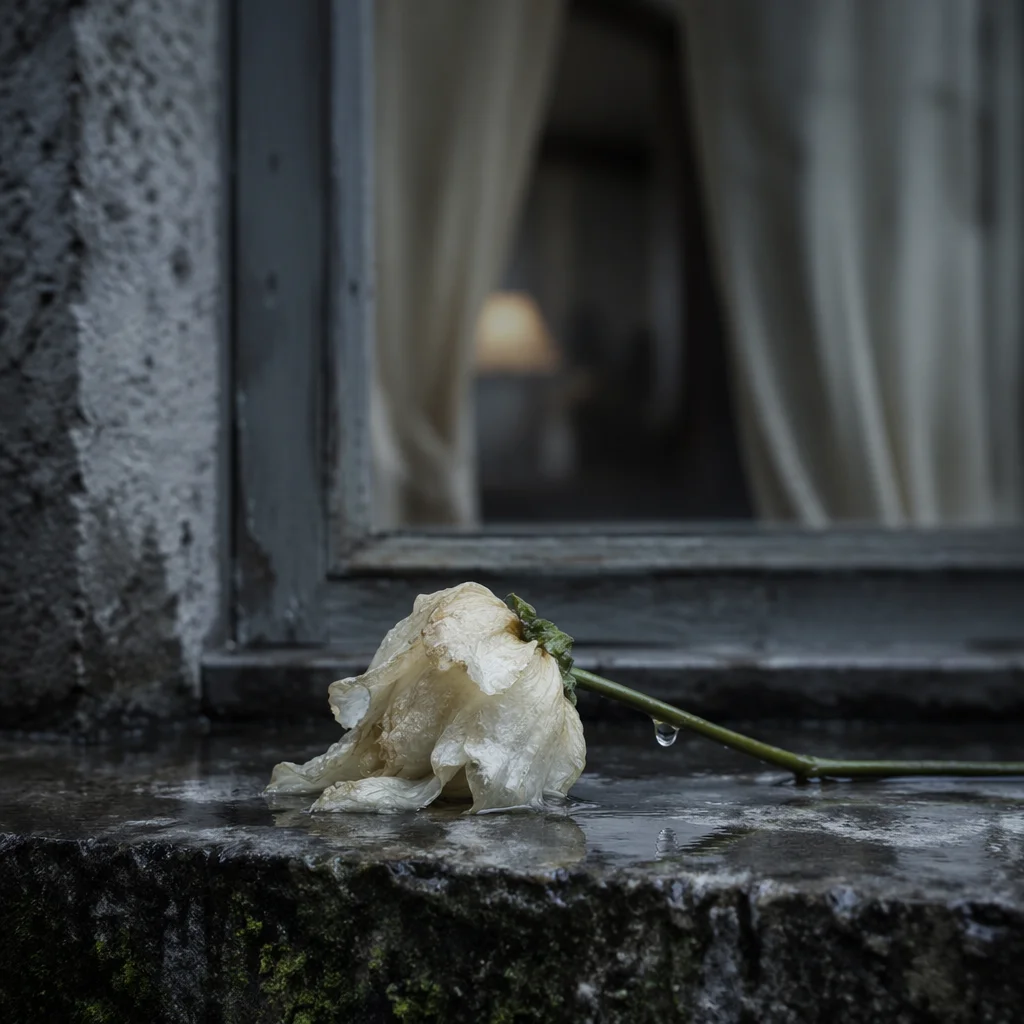 Wilting Flower in Cold Rain