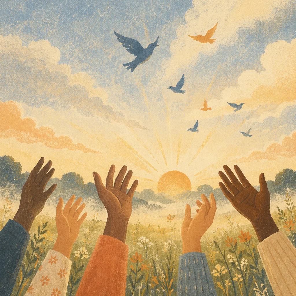 Hands Raised to the Sky in Freedom