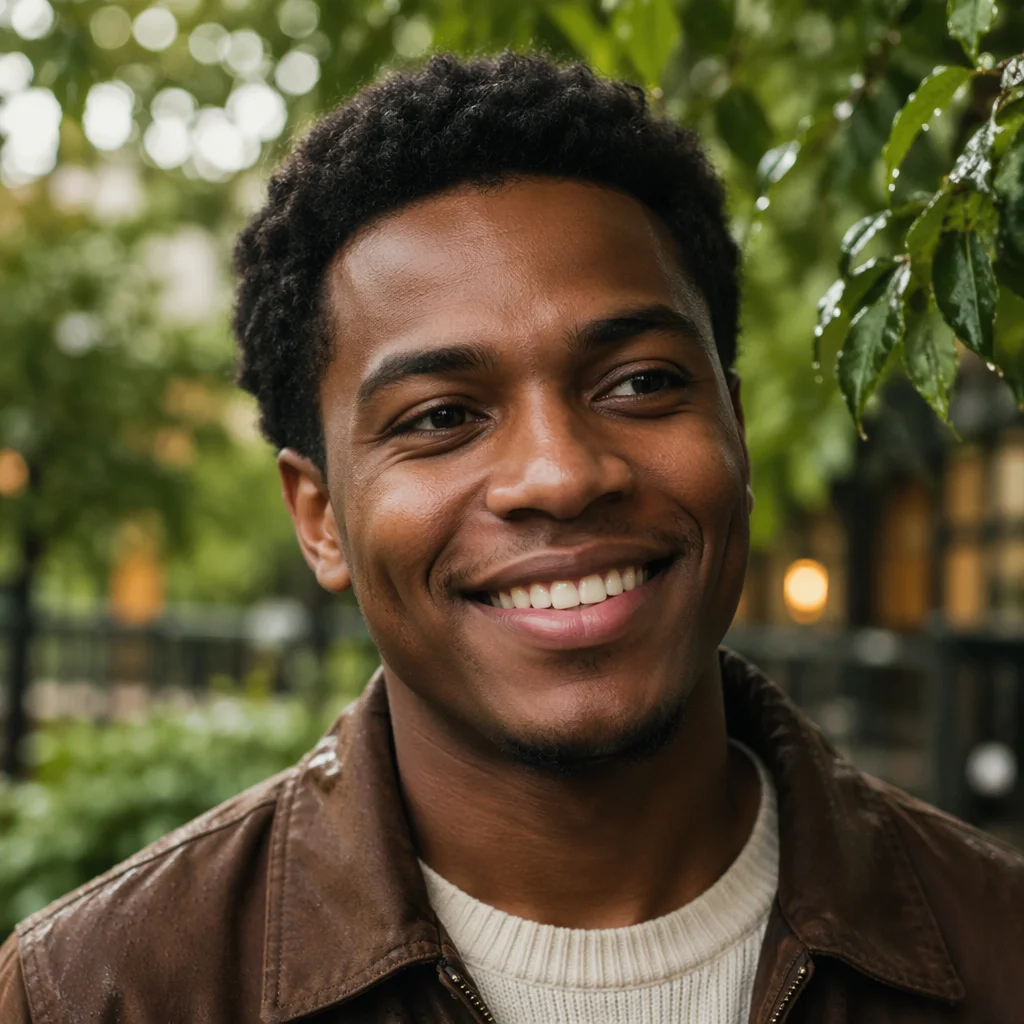 Happy Young Man Outdoor Close Up Portrait