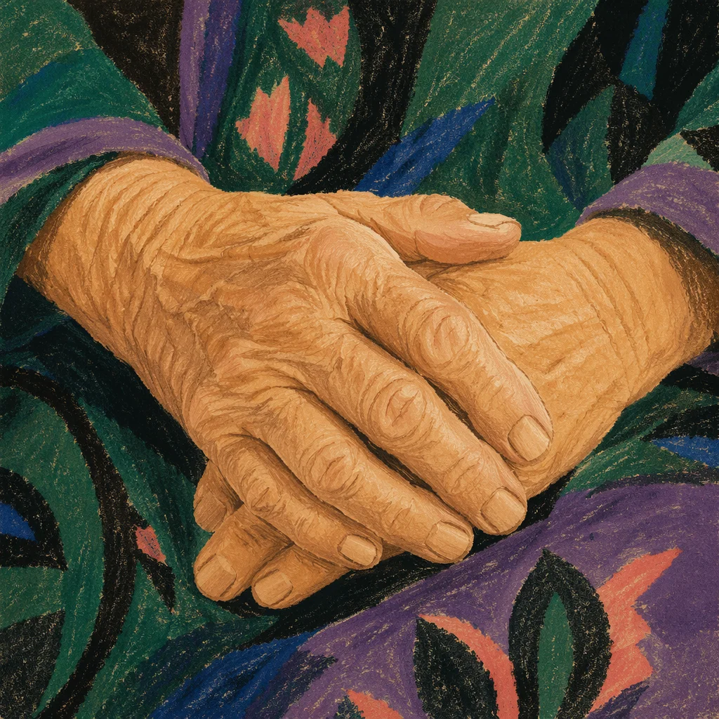 Elderly Healing Hands in Quiet Peace