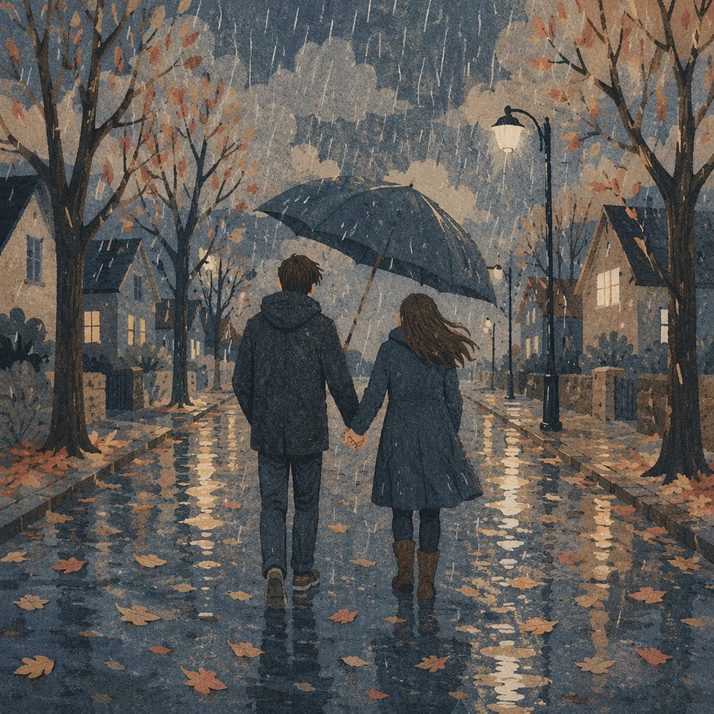 Couple Holding Hands Through Storm