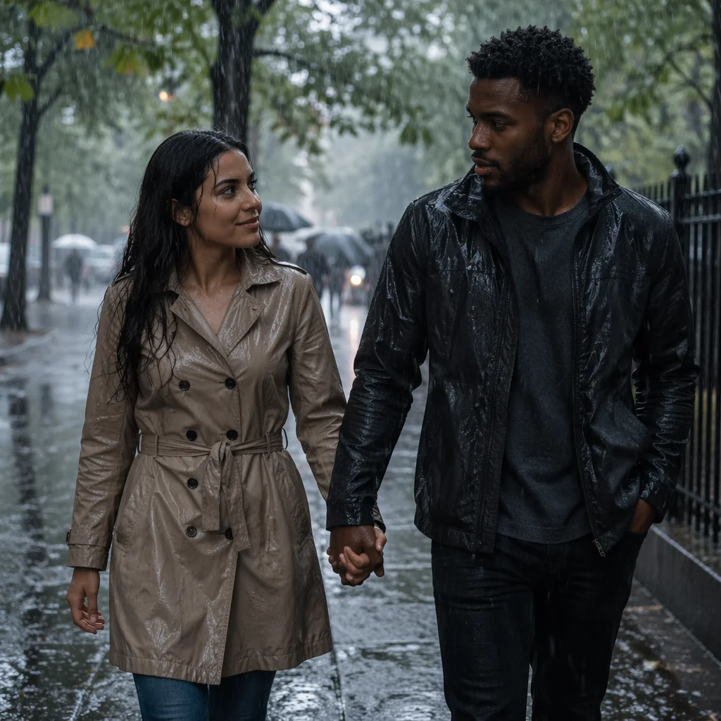 Couple Holding Hands Through the Storm