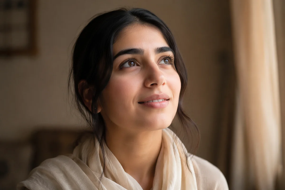 Hopeful Young Woman Looking Upward Portrait