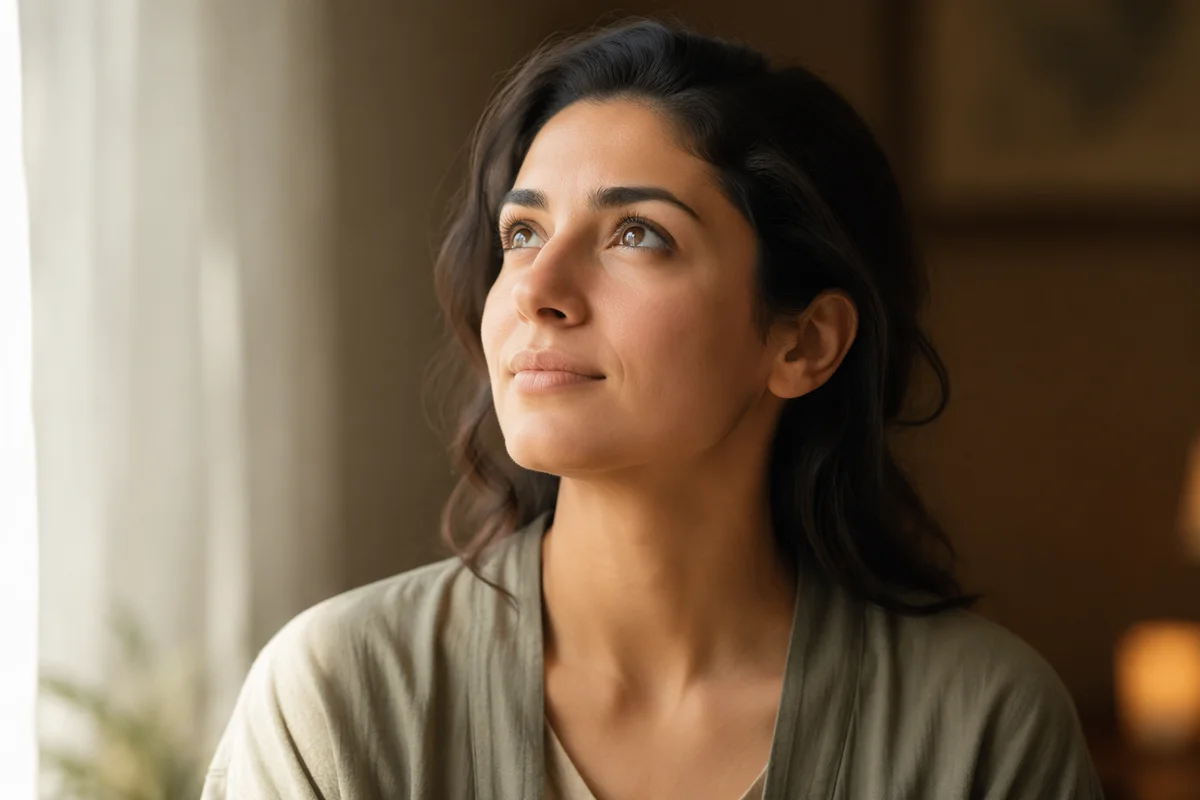 Hopeful Young Woman Looking Upward Portrait