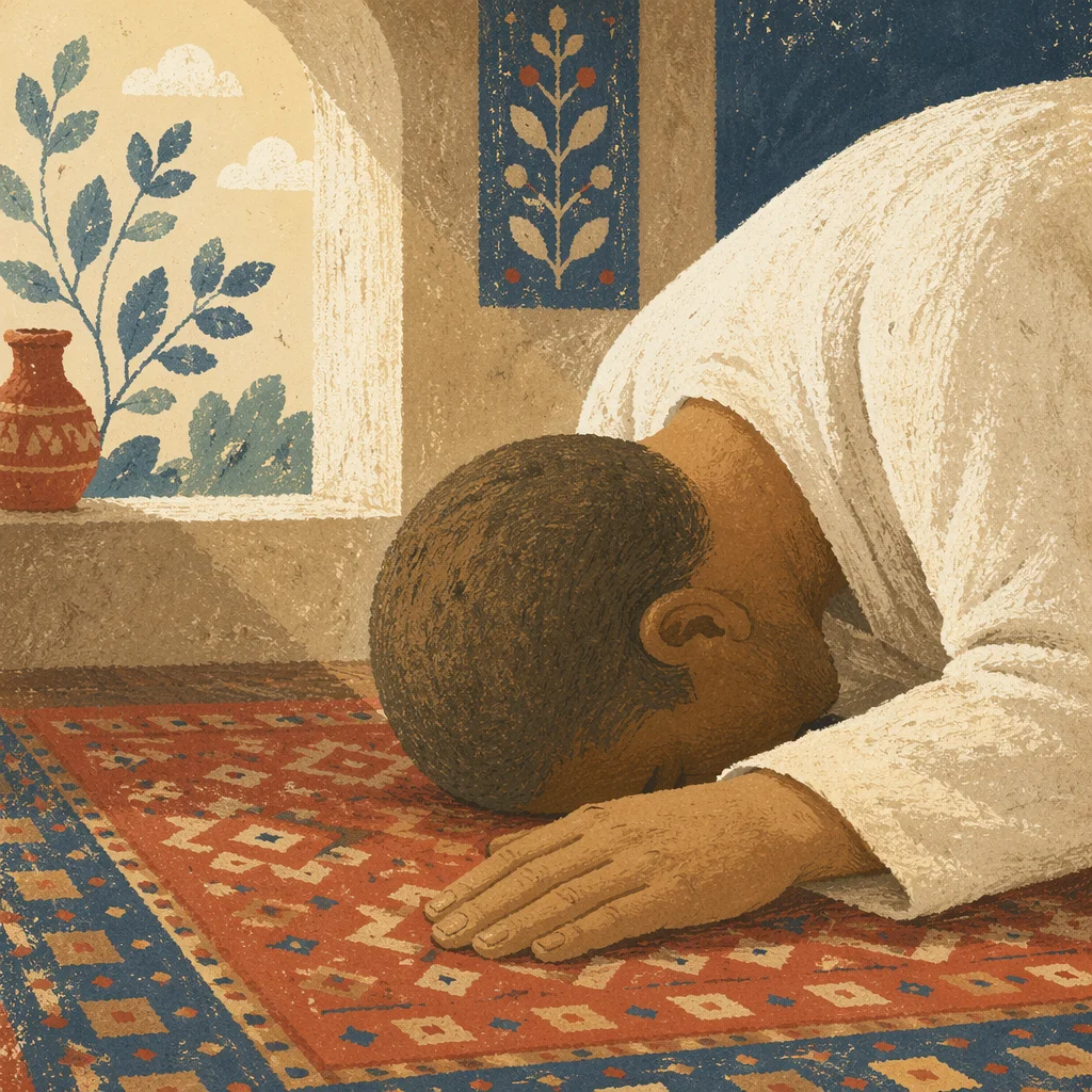 Humble Bowed Prayer in Gentle Window Light