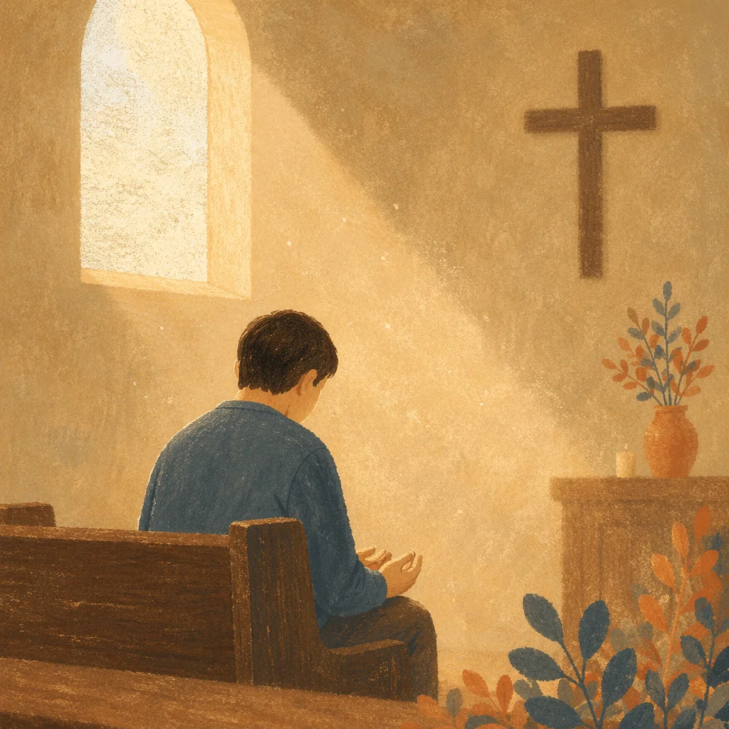 Humble Prayer in Gentle Chapel Light