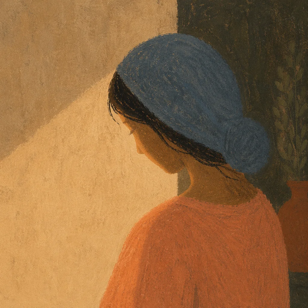 Humble Bowed Head in Gentle Morning Light