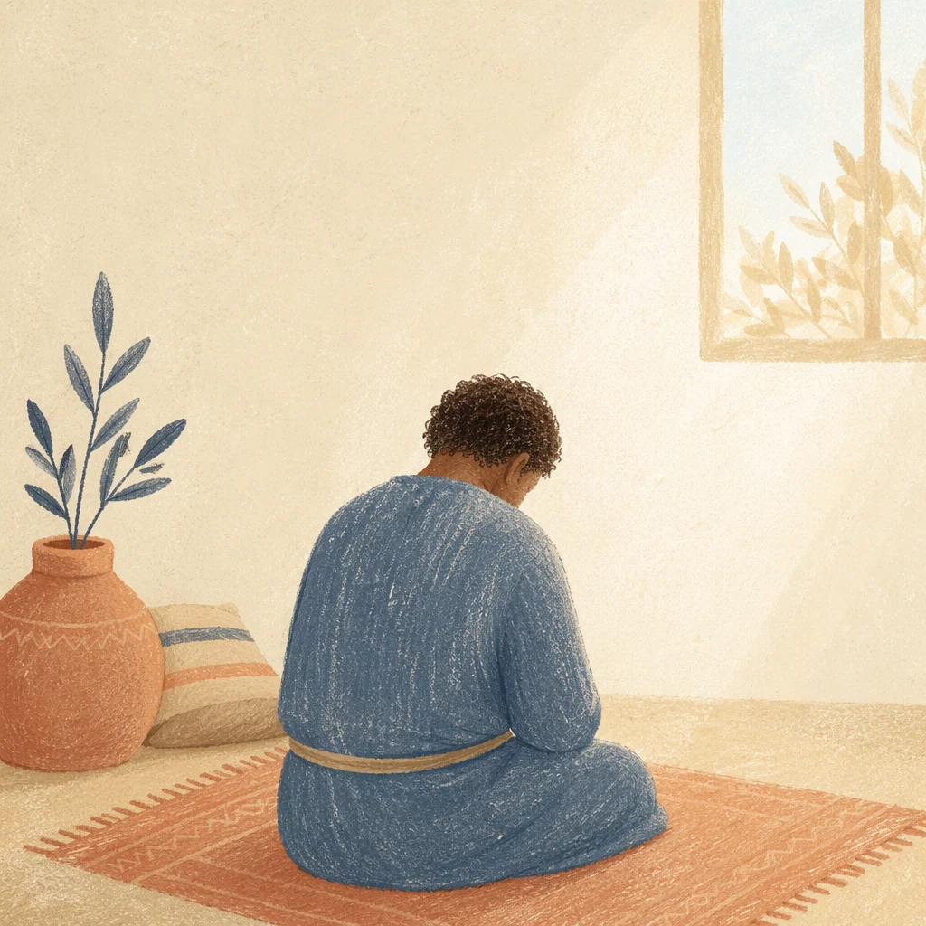 Humble Bowed Head in Gentle Light
