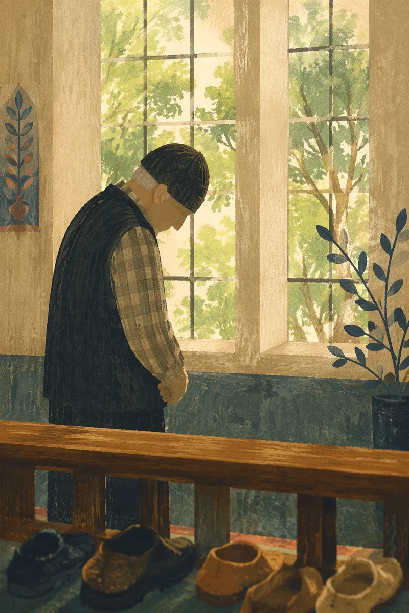 Humble Elder Bowed in Gentle Light