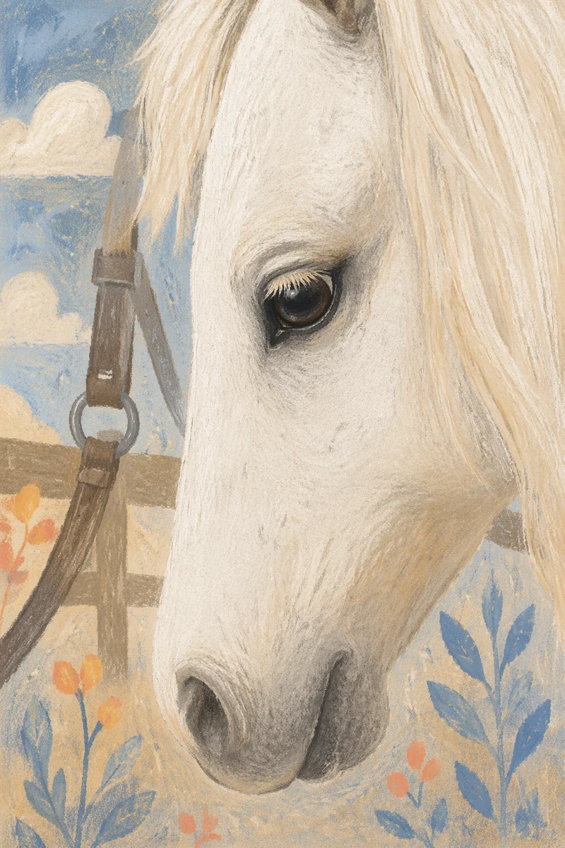 Humble White Horse in Gentle Morning Light
